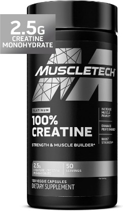 Picture of MuscleTech Platinum Creatine Monohydrate Capsules - Creapure Creatine | Pre & Post Workout Muscle Builder, Muscle Recovery & Energy Boosting Supplement for Men & Women - 100 Veggie Pills