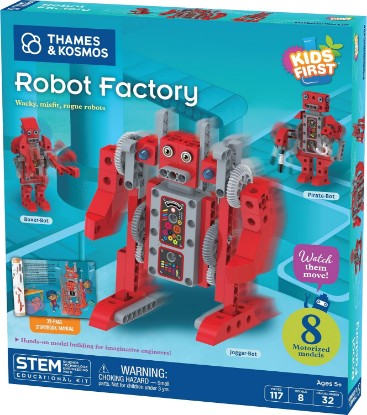Picture of Thames & Kosmos Kids First Robot Factory: Wacky, Misfit, Rogue Robots STEM Experiment Kit | Hands-on Model Building for Young Engineers | Build 8 Motorized Robots | Play & Learn with Storybook Manual