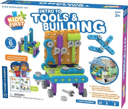 Picture of Thames & Kosmos Kids First: Intro to Tools & Building STEM Experiment Kit for Ages 3+ | Build 6 Models, Learn Basic Mechanical Engineering Principles | Make Your Own Workbench with Durable Parts