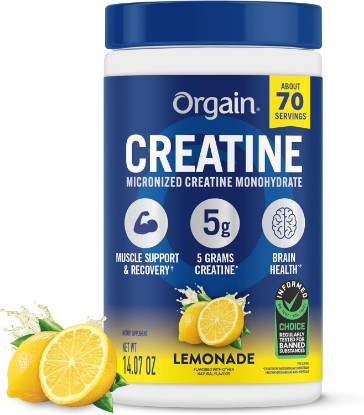 Picture of Orgain 5g Creatine Monohydrate Micronized Powder, Lemonade, 80 Servings | Creatine to support muscle growth, post workout recovery & brain health, no artificial additives, non-GMO, 70 servings
