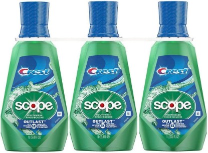 Picture of Crest Scope Outlast Mouthwash Long Lasting Peppermint, 3 Pack (33.8 Ounce)