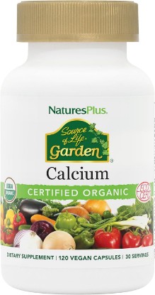 Picture of NaturesPlus Source of Life Garden Calcium - 120 Capsules - Calcium Supplement with Magnesium & 20 Whole-Food Extracts - USDA Certified Organic, Non-GMO, Vegan, Gluten Free - 30 Servings USDA Organic