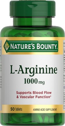 Picture of Nature's Bounty L-Arginine 1000mg, Non-GMO, Gluten Free, 50 Tablets | Supporting Blood Flow and Vascular Function