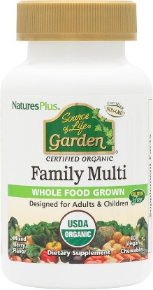 Picture of NaturesPlus Source of Life Garden Family Multivitamin - 60 Chewables - Mixed Berry Flavor - Energy, Metabolism & Digestive Health with Probiotics - USDA Certified Organic - Up to 60 Servings USDA Organic