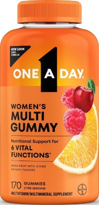 Picture of ONE A DAY Womens Multivitamin Gummy - Gummy Vitamins for Women with Biotin, Zinc, Folic Acid, Iodine Vitamin Gummies, Chewable Multivitamin, 170 Count (Packaging May Vary)