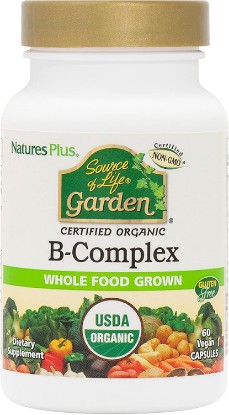 Picture of NaturesPlus Source of Life Garden B-Complex - 60 Capsules - Complete Vitamin B Supplement - USDA Organic, Non-GMO, Vegan, Gluten Free - 30 Servings USDA Organic