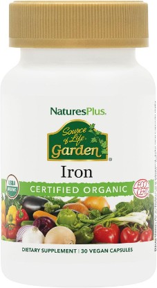 Picture of NaturesPlus Source of Life Garden Iron - 30 Quick-Release Capsules - Plant-Based Iron Supplement with 20+ Whole-Food Extracts - Fast Acting - USDA Certified Organic - 30 Servings USDA Organic