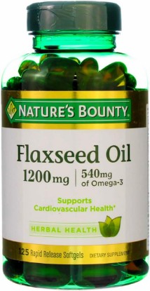 Picture of Nature's Bounty Flaxseed Oil 1200 mg, Rapid Release Softgels, Natural, White, 125 Count, Pack of 2
