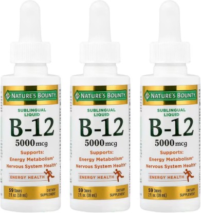 Picture of Nature's Bounty B-12 5000 mcg Sublingual Liquid Energy Health 2 oz (Pack of 3)