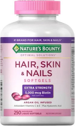 Picture of Nature's Bounty Hair Skin and Nails 5000 mcg of Biotin - 250 Coated Tablets Extra Strength