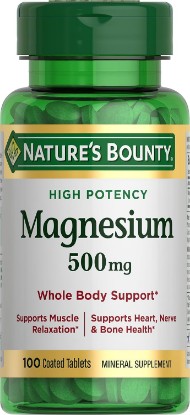 Picture of Nature's Bounty Magnesium, Mineral Supplement, 500mg, 100 Coated Tablets | Supports Bone and Muscle Health