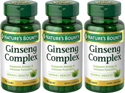 Picture of Nature's Bounty Ginseng Complex Herbal Health Capsules 75 ea (Pack of 3)