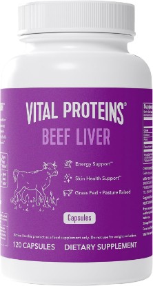 Picture of Vital Proteins Grass Fed Beef Liver, 120 Capsules | Grass-Fed Beef Liver, Supports Daily Nutrition, Desiccated Liver Supplement, 30 Servings