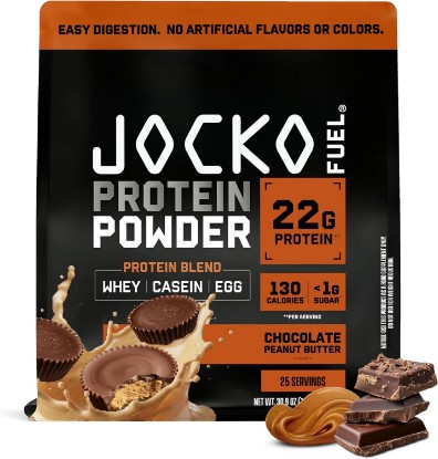 Picture of Jocko Fuel Whey Protein Powder, Chocolate Peanut Butter | 25 Servings | 22g Clean, High Protein | Digestive Enzymes & Probiotics Aid Digestion | No Sugar Added & Low Carb | Essential Aminos Acids