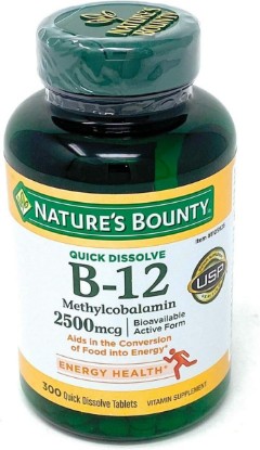 Picture of Nature's Bounty Quick Dissolve Fast Acting Vitamin B-12 2500 mcg, Natural Cherry Flavor (300 tablets)