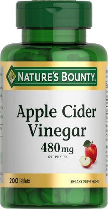 Picture of Nature's Bounty Apple Cider Vinegar 480mg, 200 Tablets | Vegetarian Supplement, Plant Based