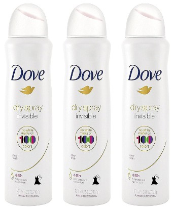 Picture of Dove Antiperspirant Dry Spray - Invisible - Clear Finish - 3.8 OZ (107 g) Per Can - Pack of 3 Cans