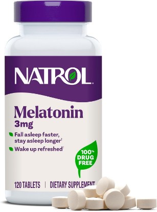 Picture of Natrol Melatonin 3 mg Tablets, Nighttime Sleep Aids for Adults, 120 Tablets | 100% Drug-Free, Non-Habit Forming, For Occasional Sleeplessness, Supports Circadian Rhythm