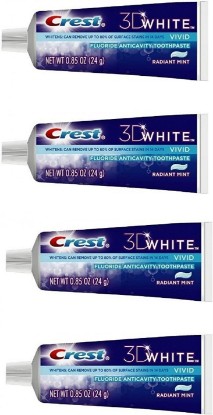 Picture of Crest 3D White Vivid Fluoride Anticavity Toothpaste Radiant Mint 0.85 oz Travel Size (Pack of 4)