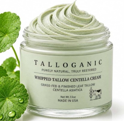 Picture of Tallow Moisturizer for Face, Grass-Fed Beef Tallow & Centella Asiatica, Lightweight Non-Greasy Whipped Facial Cream for Dry & Sensitive Skin, Made in USA, 1.5 oz