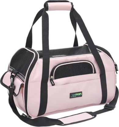 Picture of JESPET Soft-Sided Airline-Approved Dog & Cat Carrier Travel Bag | Lightweight, Small Dog Private Carrier, Foldable & Portable, Built-In Safety Leash, Luggage Sleeve, for Indoor & Outdoor