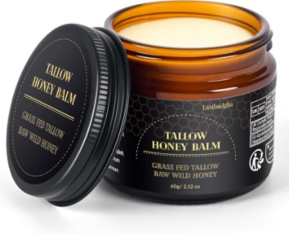 Picture of Beef Tallow for Skin, Tallow and Honey Balm for Face, Grass-Fed Tallow for Body, Deep Nourishing 2.1oz / 60g