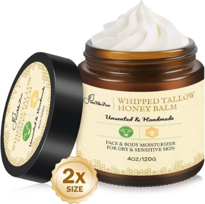 Picture of Beef Tallow for Skin 4oz | Tallow And Manuka Honey Balm | Unscented Tallow Face Moisturizer | Beef Tallow for Face | Organic Grass Fed Beef Tallow Balm | Whipped Beef Tallow Lotion Face Cream