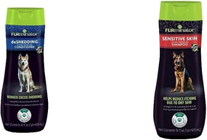 Picture of FURminator Ultra Premium Deshedding Shampoos and Conditioners 16 Ounces & Sensitive Skin Ultra Premium Shampoo for Dogs, 16 Oz.