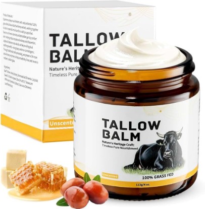 Picture of Whipped Beef Tallow for Skin & Face,Tallow and Honey Balm,Unscented-4OZ | Organic Grass-Fed Beef Tallow,Face & Body Moisturizer for Dry Sensitive Skin,Redness Itch Relief, Eczema Rosacea Support