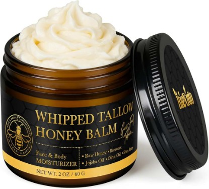 Picture of Organic Grass-Fed Beef Tallow Balm w/Raw Honey for Sensitive and Dry Skin | NON-GREASY | CLEAN SCENT | NATURAL SKINCARE