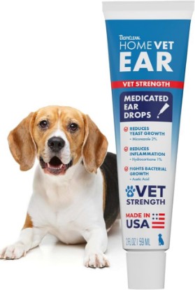 Picture of TropiClean HomeVet Medicated Ear Drops for Dogs, Vet Recommended, 2oz
