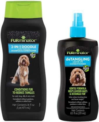 Picture of FURminator Doodle Bundle | FURminator 2-in-1 Doodle Ultra Premium Shampoo & Conditioner 16oz & deTangling Leave-in Conditioner Spray 8.5oz