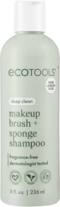 Picture of EcoTools Makeup Brush Cleanser + Sponge Shampoo, Fragrance-Free, 8 Fl Oz | Cleaner brushes and sponges, makeup brush soap for daily washing, beauty brush cleaner, plant based, sulfate free