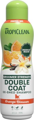 Picture of TropiClean Orange Blossom Groomers Strength Double Coat De-Shed Shampoo, 20oz