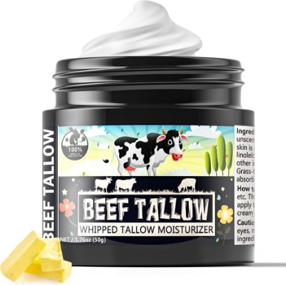 Picture of Beef Tallow Face Moisturiser - 100% Grass Fed Beef Tallow for Skin Care - Natural Handmade Lotion Whipped Beef Tallow Cream for Face & Body Sensitive Skin (New Black)