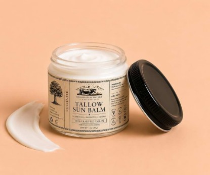 Picture of Tallow Sun Balm, Unscented, 100% Grass-Fed Tallow, Non-Nano Zinc Oxide, Nourishing Mineral Sun Balm, 2 oz