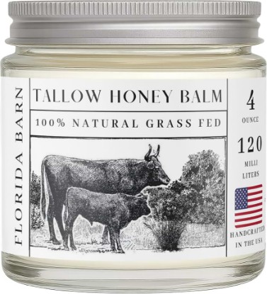 Picture of Tallow Honey Balm, 4 oz, Organic Raw Honey & Castor Oil, Grass-Fed Beef Tallow, All-Natural Moisturizer for Dry and Sensitive Skin, Soothing Body and Face Cream