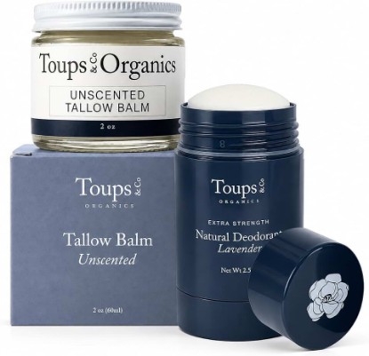 Picture of Toups & Co Unscented Tallow Balm + Natural Lavender Deodorant | Unscented Tallow Balm + Lavender Deodorant | Grass-Fed Tallow | Fragrance-Free Moisturizer | Aluminum-Free