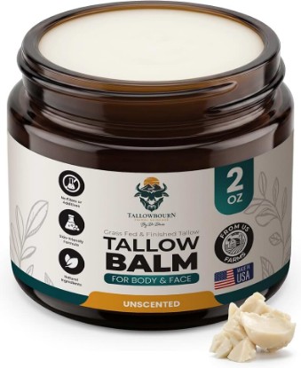 Picture of Grass-Fed Beef Tallow Balm for Face & Body - Unscented - 2oz | Beef Tallow, Nourishing Moisturizer, Shea Butter Jojoba Oil Honey Beeswax, Hydration for Dry Skin, All Natural, No Fillers