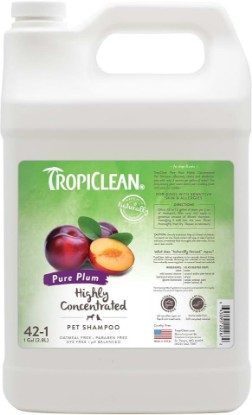 Picture of TropiClean High Concentrate Dog Shampoo, Professional Grade & Size for Groomers, 42:1 Dilution, Puppy Safe, USA Made, Pure Plum Scent, 1 Gallon