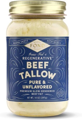 Picture of FOND Regenerative 100% Grass-Fed Beef Tallow, Pure & Unflavored, 14oz | High smoke point, seed oil free, sustainably sourced, rendered fat ideal for frying, sauteing and roasting