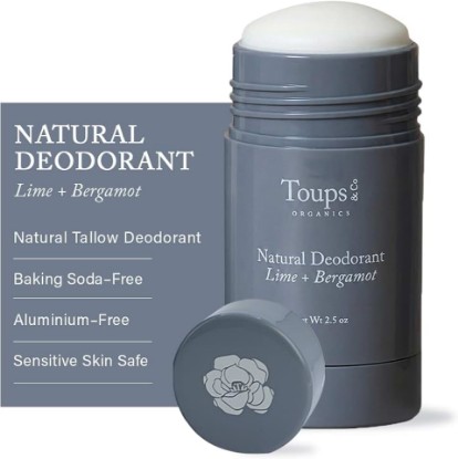 Picture of Toups & Co Natural Lime & Bergamot Deodorant | Aluminum & Baking Soda Free | Grass-Fed Tallow Formula | Long-Lasting Odor Protection | Gentle for Sensitive Skin | Clean, Non-Toxic Deodorant