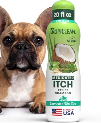 Picture of TropiClean Oatmeal Dog Shampoo, Medicated, 20oz | Itchy Skin Relief
