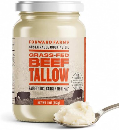 Picture of Forward Farms Beef Tallow for Cooking, Grass-Fed & Grass-Finished, 11 oz | 100% Carbon Neutral Raised, Seed Oil Alternative, Pure Frying & Searing Fat, Keto, Paleo, Whole30, 1 Pack