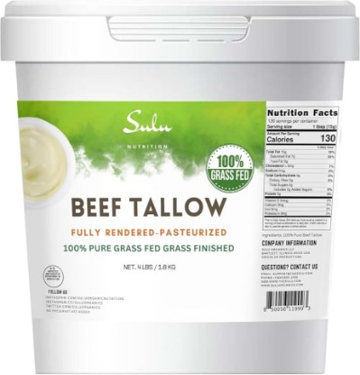 صورة 100% Pure Fully Rendered Grass Fed Grass Finished Beef Tallow- (4 lbs)