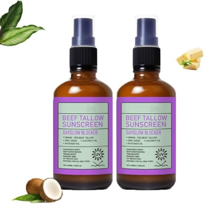 Picture of Beef Tallow Sunscreen Spray, Sunscreen With Zinc Oxide & Coconut Oil Moisturizing For Face & Body (3.38floz/Pcs) (2Pcs)