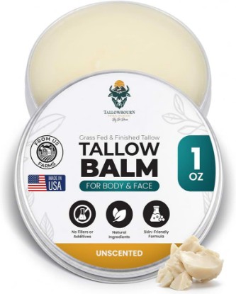 Picture of Grass-Fed Beef Tallow Balm for Face & Body - Unscented - 1oz | Beef Tallow, Nourishing Moisturizer, Shea Butter Jojoba Oil Honey Beeswax, Hydration for Dry Skin, All Natural, No Fillers