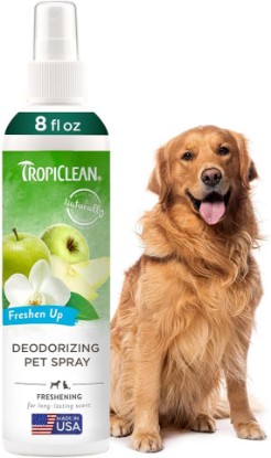 Picture of TropiClean Dog Perfume, Long Lasting Green Apple Cologne, Deodorizing Spray for Smelly Dogs, After Bath Detangling Spray with Vitamin E, Safe for Cats, 8oz.
