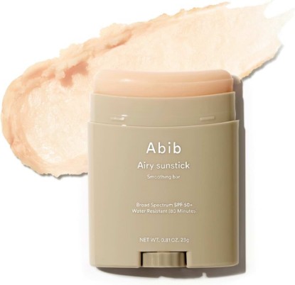 Picture of Abib Airy Sunstick Protection Bar SPF50+ Broad Spectrum, Semi-Matte Sunscreen Stick for Oily & Combination Skin, No White Cast, Water-Resistant, Korean Sunscreen, 0.81 oz / 23 g