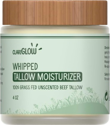 Picture of Whipped Beef Tallow Skin Moisturizer - Unscented Grass Fed Organic Beef Tallow Face Cream - Honey Balm & Jojoba Oil - 4 oz